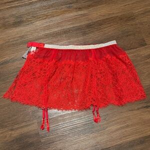Victoria's Secret Very Sexy Shine Strap Red Lace Garter Skirt